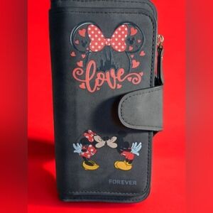 Mickey & Minnie Forever Lovely Wallet NWOT Black